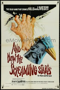 7f0914 AND NOW THE SCREAMING STARTS 1sh 1973 sexy terrified girl & art of severed hand!