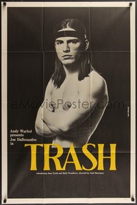 7f0915 ANDY WARHOL'S TRASH 1sh 1970 close up of barechested Joe Dallessandro, Andy Warhol classic!