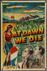 7f0924 AT DAWN WE DIE 1sh 1943 Nazi rape of France, Marianne w/shield & broken sword, ultra rare!