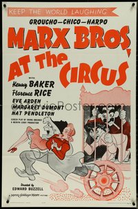 7f0925 AT THE CIRCUS 1sh R1962 Marx Brothers, Groucho, Chico & Harpo, Al Hirschfeld art!