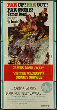 7f0195 ON HER MAJESTY'S SECRET SERVICE Aust 3sh 1969 Lazenby as Bond, McGinnis & McCarthy art, rare!