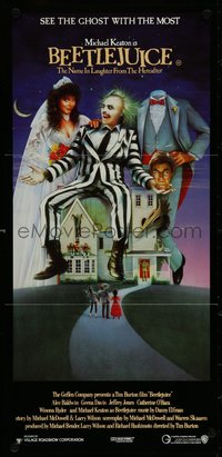 7f0411 BEETLEJUICE Aust daybill 1988 Tim Burton, Ramsey art of Keaton, Baldwin & Geena Davis!