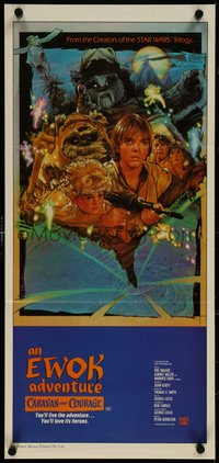 7f0419 CARAVAN OF COURAGE Aust daybill 1984 An Ewok Adventure, Star Wars, art by Drew Struzan!