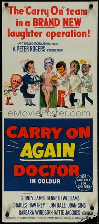 7f0420 CARRY ON AGAIN DOCTOR Aust daybill 1970 Sidney James, sexy & completely different art!