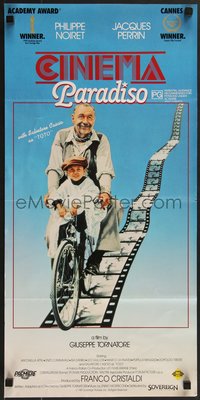 7f0422 CINEMA PARADISO Aust daybill 1989 image of Philippe Noiret & Salvatore Cascio, ultra rare!