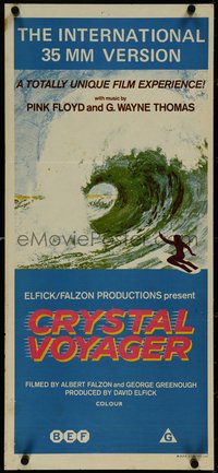 7f0424 CRYSTAL VOYAGER Aust daybill 1972 George Greenough, Pink Floyd, surfing art, rare!