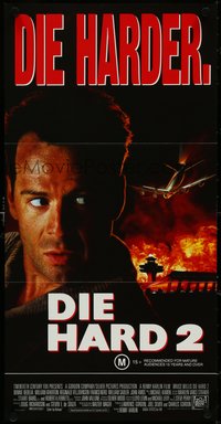 7f0428 DIE HARD 2 Aust daybill 1990 tough guy Bruce Willis is in the wrong place at the right time!