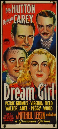 7f0431 DREAM GIRL Aust daybill 1948 Betty Hutton and Macdonald Carey by Richardson Studio, rare!