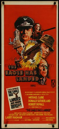 7f0432 EAGLE HAS LANDED Aust daybill 1977 different art of Michael Caine, Robert Duvall, Sutherland!