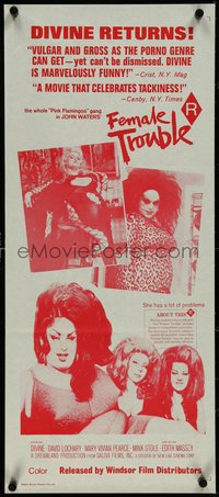 7f0435 FEMALE TROUBLE Aust daybill 1977 John Waters, Divine with big hair friends, ultra rare!