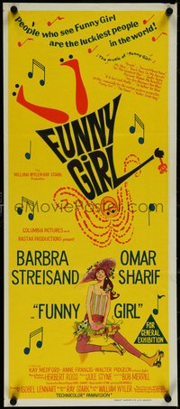 7f0438 FUNNY GIRL Aust daybill 1969 hand litho of Barbra Streisand, directed by William Wyler!