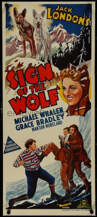 7f0492 SIGN OF THE WOLF Aust daybill 1941 Jack London, Michael Whalen, Grace Bradley, ultra rare!