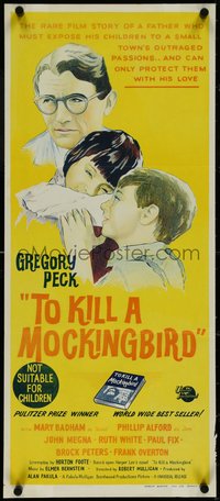 7f0497 TO KILL A MOCKINGBIRD Aust daybill 1964 Gregory Peck, from Harper Lee's classic novel!