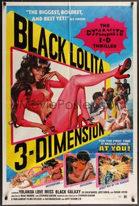 7f0949 BLACK LOLITA 1sh 1974 Collim 3-D art of Yolanda Love as Miss Black Galaxy, Wildcat Women!