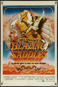 7f0951 BLAZING SADDLES 1sh 1974 art of Cleavon Little & Mel Brooks by Alvin & Goldschmidt!