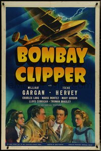 7f0961 BOMBAY CLIPPER 1sh 1942 Turhan Bey, Maria Montez, cool art of cargo plane flying in storm!