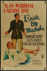 7f0964 BRIDE BY MISTAKE 1sh 1944 soldier Alan Marshal doesn't know Laraine Day is an heiress!