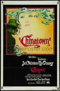 7f0977 CHINATOWN 1sh 1974 Polanski, Jim Pearsall art of smoking Jack Nicholson & Faye Dunaway!