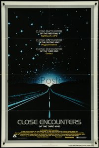 7f0984 CLOSE ENCOUNTERS OF THE THIRD KIND 1sh 1977 Spielberg's sci-fi classic, silver border design!