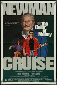 7f0987 COLOR OF MONEY 1sh 1986 Robert Tanenbaum art of Paul Newman & Tom Cruise playing pool!