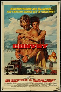 7f0990 CONVOY 1sh 1978 Gadino art of barechested trucker Kris Kristofferson & sexy Ali McGraw!