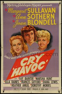 7f0992 CRY HAVOC 1sh 1943 art of sexy Margaret Sullavan, Ann Sothern & Joan Blondell!