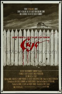 7f0993 CUJO 1sh 1983 Stephen King, horrifying artwork of bloody fence & house by Robert Tanenbaum!