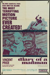 7f1011 DIARY OF A MADMAN 1sh 1963 Vincent Price in his most chilling portrayal of evil!