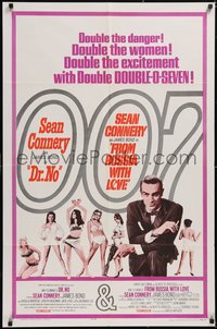 7f1020 DR. NO/FROM RUSSIA WITH LOVE 1sh 1965 Sean Connery is James Bond, double danger & excitement!