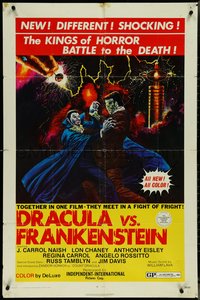 7f1022 DRACULA VS. FRANKENSTEIN 1sh 1971 kings of horror fighting to the death by Gray Morrow!