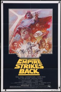 7f1032 EMPIRE STRIKES BACK NSS style 1sh R1981 George Lucas sci-fi classic, cool artwork by Tom Jung!