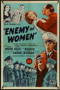 7f1037 ENEMY OF WOMEN 1sh 1944 crazy Joseph Goebbels BEFORE he became a Nazi, blue background!