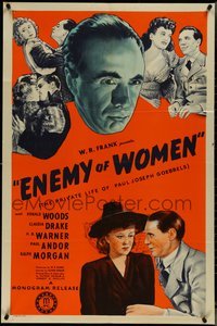 7f1038 ENEMY OF WOMEN 1sh 1944 crazy Joseph Goebbels BEFORE he became a Nazi, orange background!