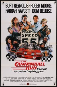 7f0390 CANNONBALL RUN English 1sh 1981 Burt Reynolds, Farrah Fawcett, Drew Struzan car racing art!