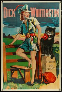 7f0206 DICK WHITTINGTON stage play English 40x60 1930s cool artwork of sexy female lead & cat!