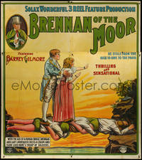 7f0198 BRENNAN OF THE MOOR English 6sh 1913 art of man & woman crossing human bridge, ultra rare!