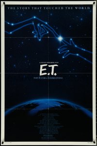 7f1026 E.T. THE EXTRA TERRESTRIAL 1sh R1985 Drew Barrymore, Spielberg, cool John Alvin art!