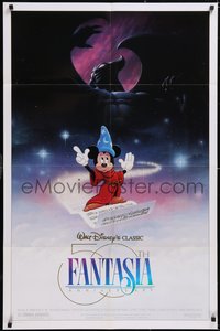 7f1049 FANTASIA DS 1sh R1990 Mickey from Sorcerer's Apprentice/Chernabog from Night on Bald Mountain!