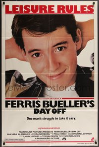 7f1052 FERRIS BUELLER'S DAY OFF 1sh 1986 c/u of Matthew Broderick in John Hughes teen classic!