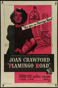 7f1056 FLAMINGO ROAD 1sh 1949 Michael Curtiz, ultimate image of smoking bad girl Joan Crawford!