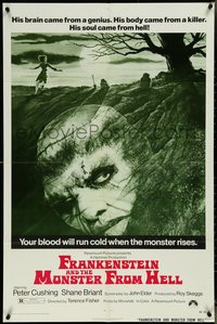 7f1063 FRANKENSTEIN & THE MONSTER FROM HELL 1sh 1974 your blood will run cold when he rises!