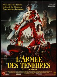 7f0109 ARMY OF DARKNESS French 1p 1993 Sam Raimi, Hussar art of Bruce Campbell with chainsaw hand!