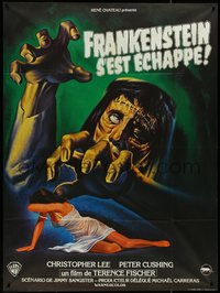 7f0119 CURSE OF FRANKENSTEIN French 1p R1970s different Mascii art of monster Christopher Lee!