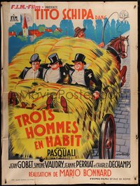 7f0136 I SING FOR YOU ALONE French 1p 1933 Venabert art of men w/ top hats on hayride, ultra rare!