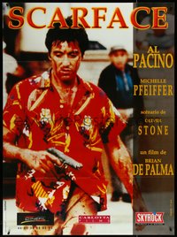 7f0154 SCARFACE French 1p R1980s Al Pacino as bloody Tony Montana, Brian De Palma, Oliver Stone