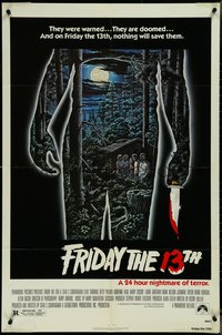 7f1065 FRIDAY THE 13th 1sh 1980 great Alex Ebel art, slasher classic, 24 hours of terror!