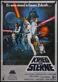 7f0328 STAR WARS German 1977 George Lucas sci-fi epic, montage art by Tom William Chantrell!