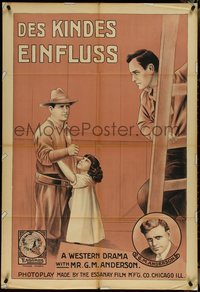 7f0338 BRONCHO BILLY & THE RUSTLER'S CHILD German 30x43 1913 Anderson helps horse thief, rare!