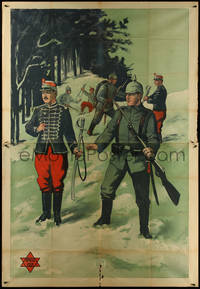 7f0182 WENN VOLKER STREITEN German 59x86 1915 R. Wolff art of WWI soldiers in snow, ultra rare!