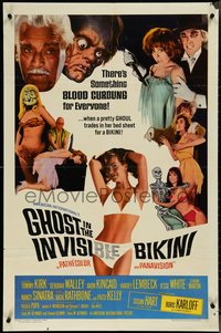 7f1074 GHOST IN THE INVISIBLE BIKINI 1sh 1966 Boris Karloff + sexy girls & wacky horror images!